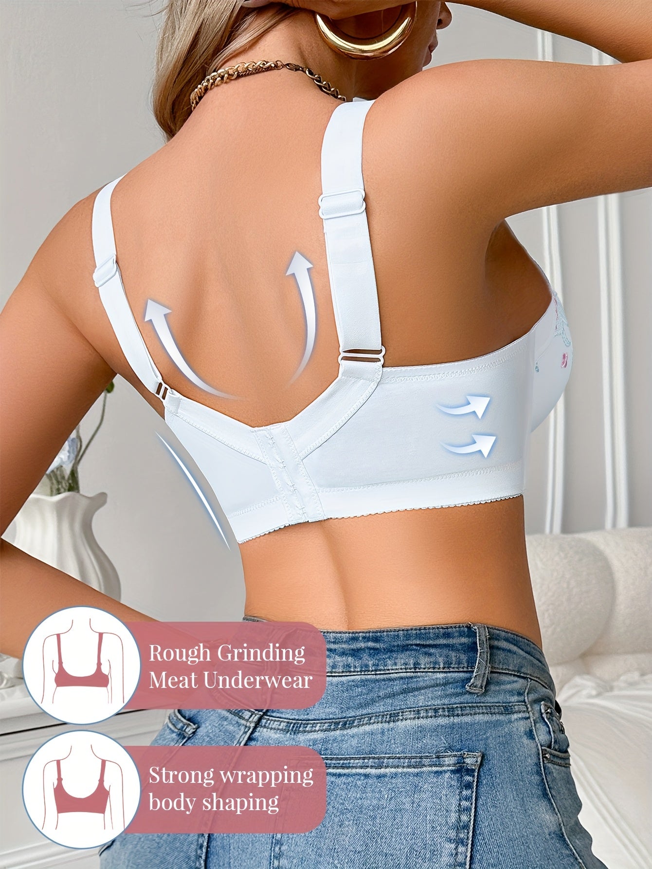 Triumph® 4 τεμαχίων – 30% έκπτωση – Νέο σουτιέν άνεσης Plus Size με κέντημα λουλουδιών για το 2025 [65A-120H]