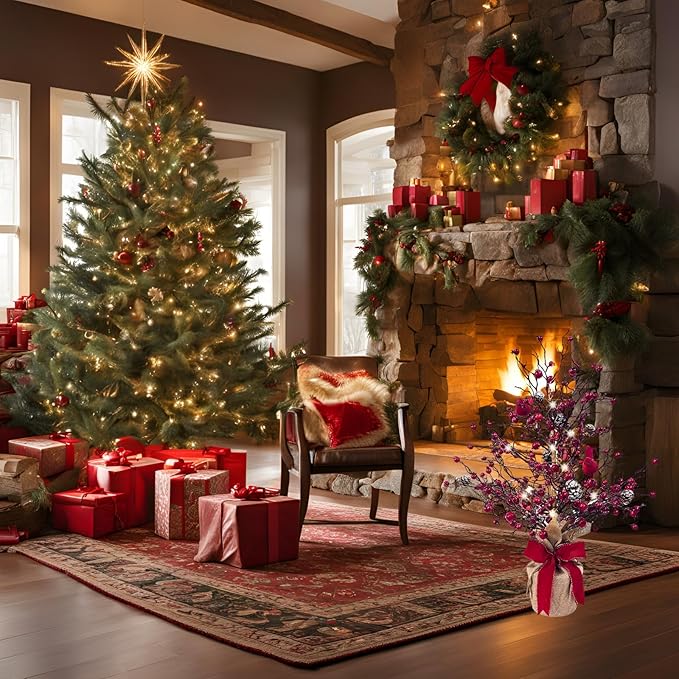 🐦Vintage Λαμπερό Δέντρο με Καρδινάλιους