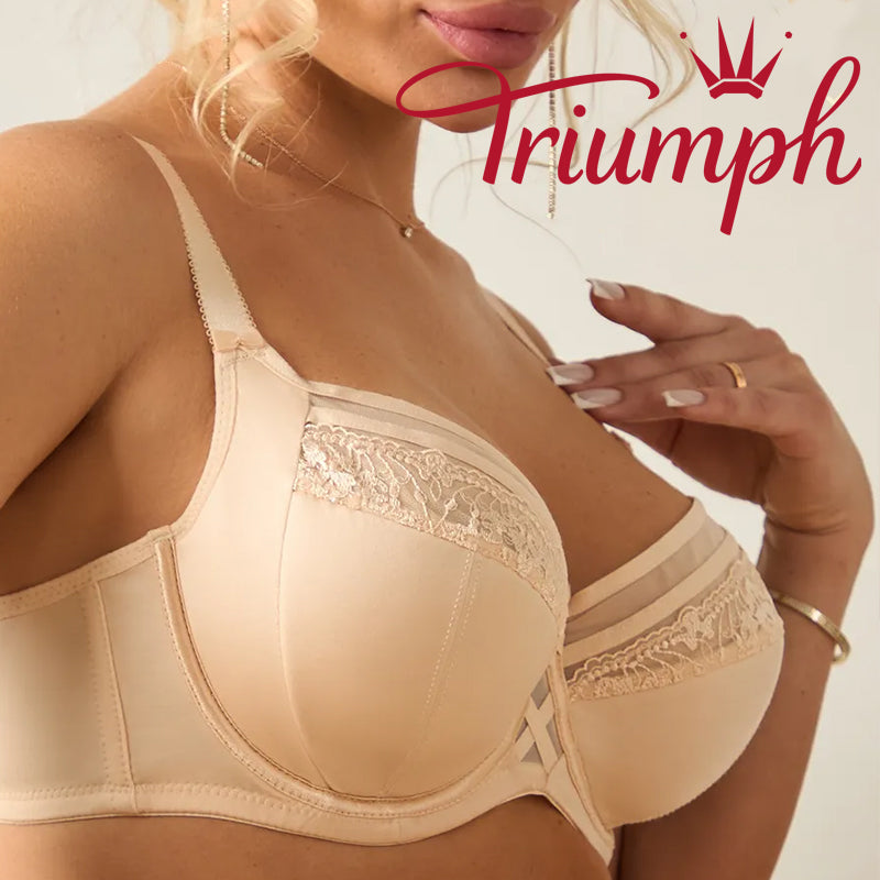 💖Σετ 3 τεμαχίων Triumph® ✨Λεπτό σουτιέν από αφρώδες υλικό για μεγάλο στήθος