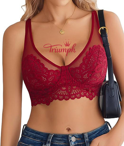 Triumph® - Avidlove μακρυμάνικη μπλούζα, σουτιέν για γυναίκες, δικτυωτό, λουλουδάτο, δαντελένιο, με πλήρη επένδυση